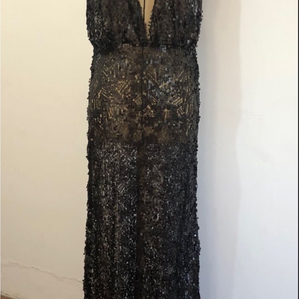 Elegant Black Sequin See Trough Evening Gown